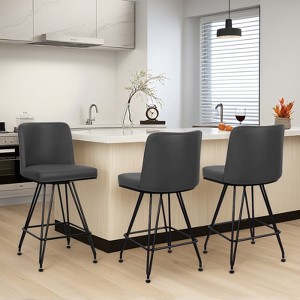 Bekrvio 26" Swivel Counter Height Bar Stools Set of 1/2/3/4, Faux Leather or Velvet Upholstered with V-Shaped Metal Base for Kitchen Island - 1 of 4