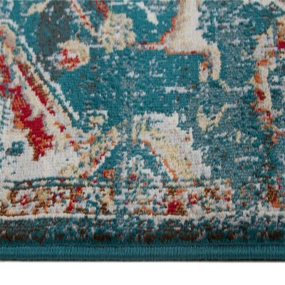 Blue and Red 9' x 12' Synthetic Oriental Area Rug