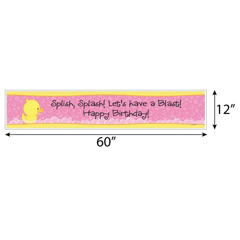 Big Dot of Happiness Pink Ducky Duck - Girl Happy Birthday Decorations Party Banner, 2 of 8