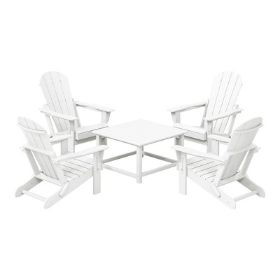 WestinTrends Malibu 5-Piece HDPE Adirondack Chair Outdoor Patio Square Table Conversation Set
