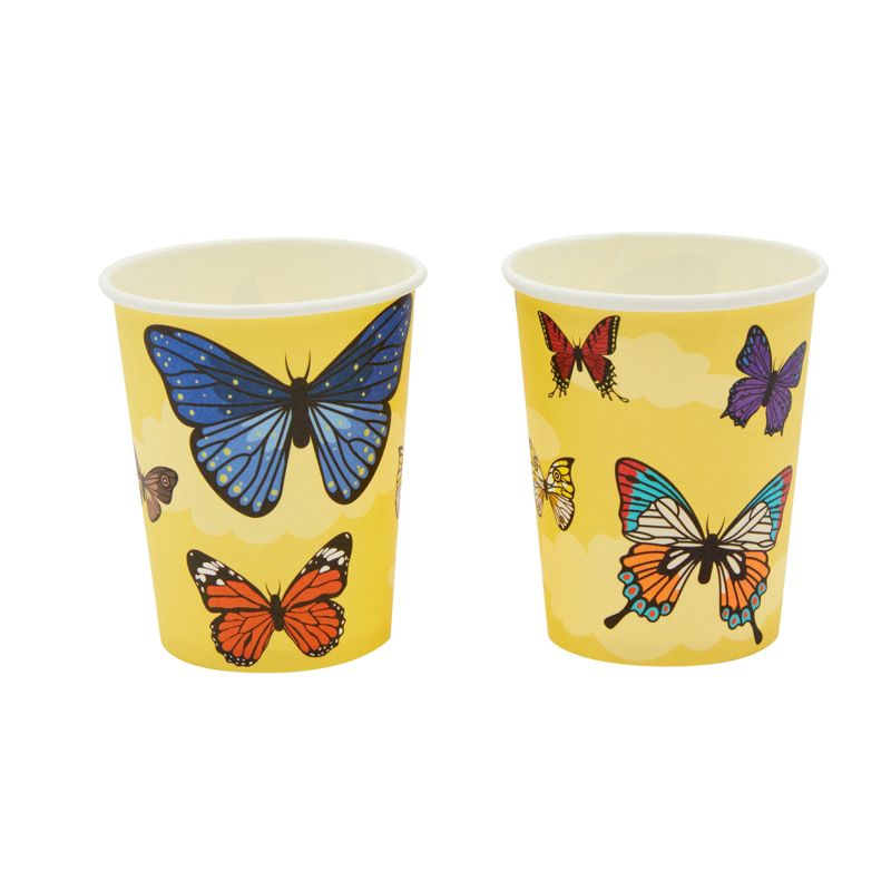 Blue Panda 144 Pc Butterfly Paper Plates, Napkins, Cups, Cutlery, Yellow, Serves 24, 3 of 9