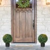 Gulches Set of 2 20.5" Artificial Ball Boxwood Topiary Trees with Pot, Indoor Outdoor Fake Plants for Home Office & Living Room Decor - 2 of 4