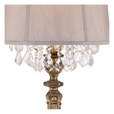 Antique Gold Crystal Beaded Traditional Table Lamp with Drum Shade