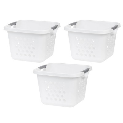 Sterilite 10x8x4.25 Inch Rectangular Weave Pattern Short Basket With  Handles For Pantry, Bathroom & Laundry Room Storage Organization, Cement (8  Pack) : Target