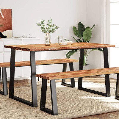 vidaXL Dining Table with Live Edge 55.1 in.x31.5 in.x29.5 in. Solid Wood Acacia