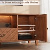 Farmhouse TV Stand Fits TV up to 70 Inch, Entertainment Center with Led Light, 2 Storage Cabinets TV Console for Bedroom, Living Room, Brown - 3 of 4