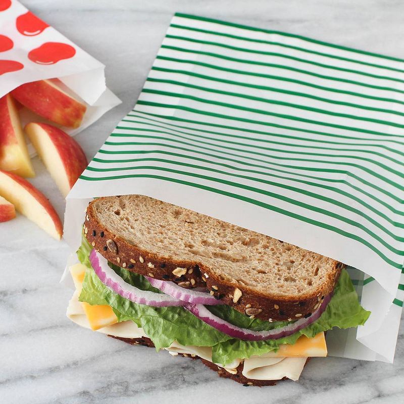 Lunchskins Paper XL Sandwich Bag - Green Stripe - 50ct, 4 of 11