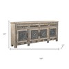 HomeRoots 102" Natural And Black Distressed Solid Wood Carved Geometric Four Drawer Sideboard - 3 of 4