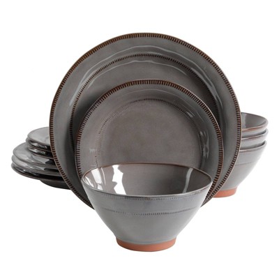 Gibson Elite 12pc Stoneware Terranea Dinnerware Set Gray