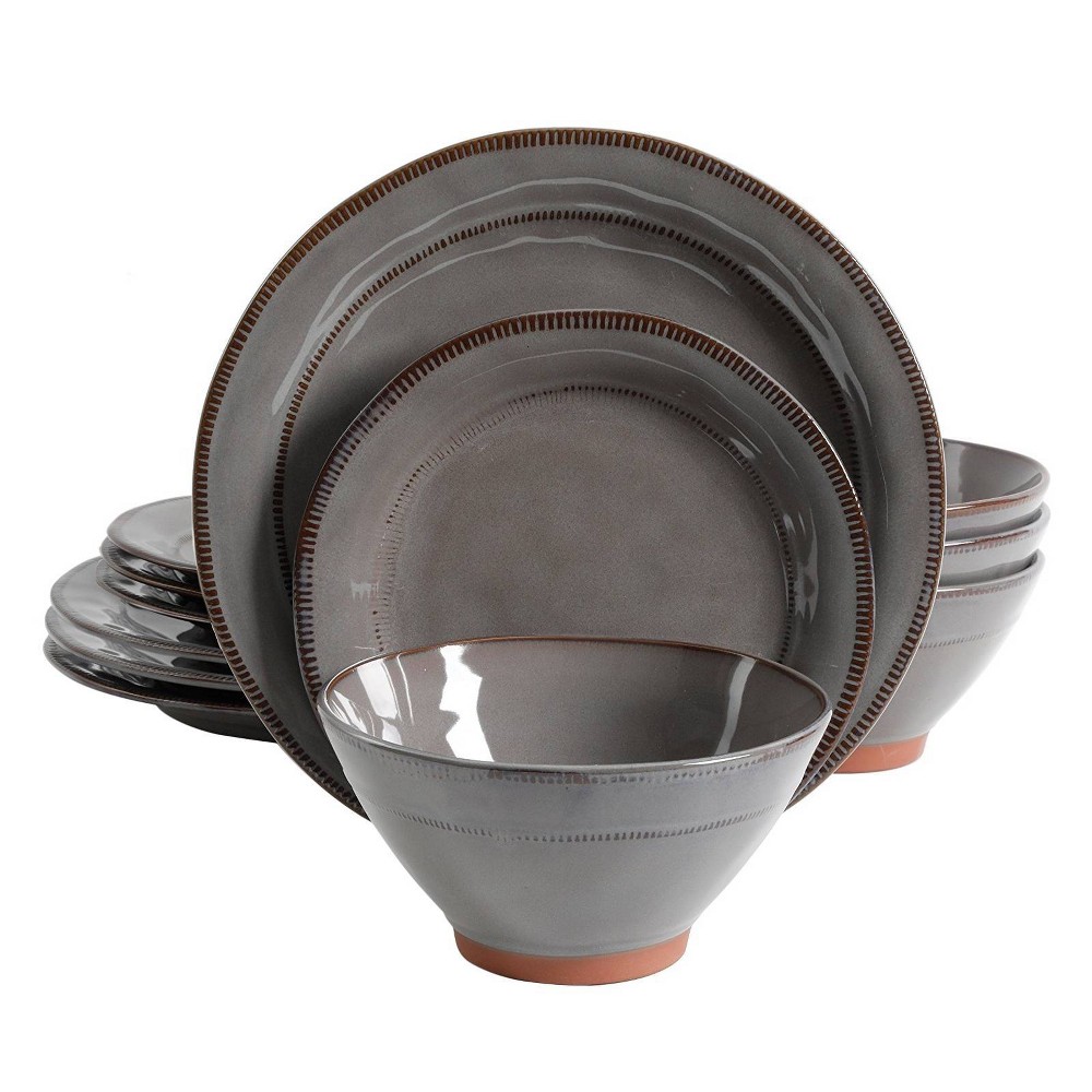 Photos - Other kitchen utensils Gibson Elite 12pc Stoneware Terranea Dinnerware Set Gray