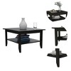 Vynxaria Black Coffee Table with One Shelf and Four Legs - Stylish and Functional Design - 2 of 4