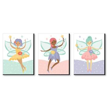 Big Dot of Happiness Let's Be Fairies - Fairy Garden Nursery Wall Art and Kids Room Decor - 7.5 x 10 inches - Set of 3 Prints