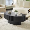 43.7" Modern Handcraft Oval Coffee Table, Natural Ash MDF, Sturdy Pedestal, Small Living Room & Bedroom Table - 2 of 4