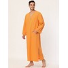 Lars Amadeus Men's Cotton V-Neck Side Split Long Night Gown with Pocket - 3 of 4