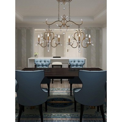 Elegant Venetian Golden Bronze 8-Light Linear Chandelier with Crystal Accents