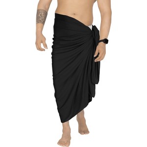 LA LEELA Men's Bath Trunk Swimsuits Summer Sarong Pareo Beach Wrap One Size Black-AA6 - 1 of 4
