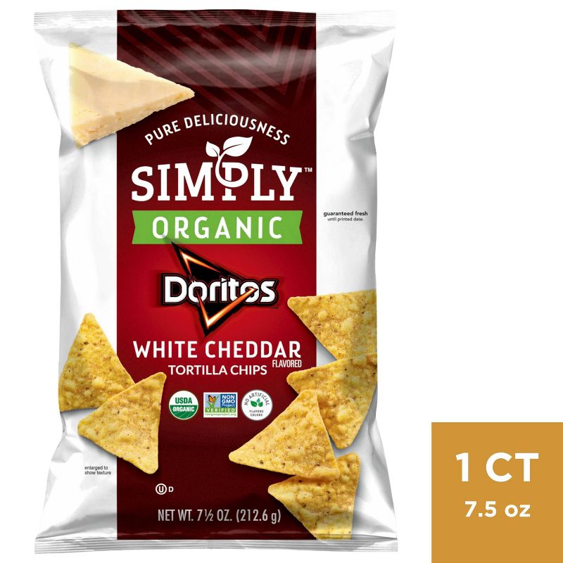 Doritos Simply Organic White Cheddar Tortilla Flavored Chips - 7.5oz, 1 of 6
