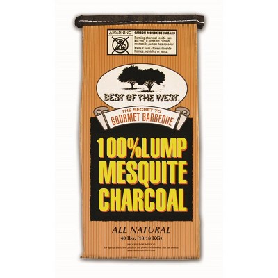 Best of the West Premium Mesquite Natural Lump BBQ Grill Smoker Charcoal, 40 Pounds