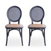 Coolbibila Vintage Style Armless Rattan Dining Chairs Set of 2,Traditional Rattan Round Back Dining Chair,Wood Frame Kitchen Dining Chair - 3 of 4