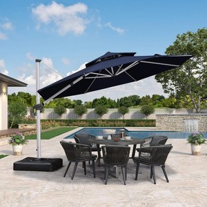 PURPLE LEAF 12 Feet Patio Umbrella Outdoor Round Double-Top Aluminum Umbrella Cantilever Patio Umbrella for Garden Deck Pool Patio - 1 of 4