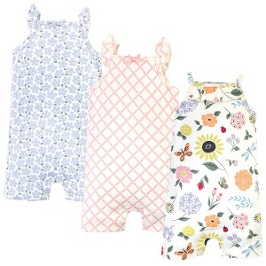 Touched by Nature Baby Girl Organic Cotton Rompers 3pk, Flutter Garden - 1 of 4