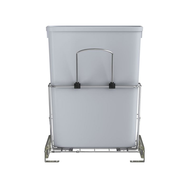 Rev-A-Shelf 32 Qt Pull Out Kitchen Cabinet Metal Wire Sliding Universal Trash Can w/Rear Basket for Waste Disposal & Organization RUKD-1432RB-1, 6 of 8