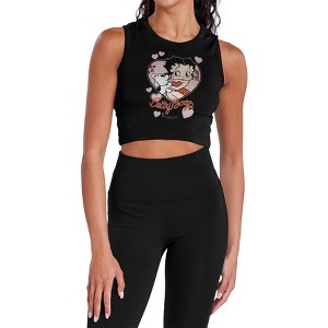 Women's Betty Boop Classic Kiss Sleeveless Crop Top Tank - 1 of 4