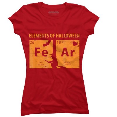 Junior's Design By Humans Elements Of Halloween Tee (FeAr) Periodically By Luckyst T-Shirt
