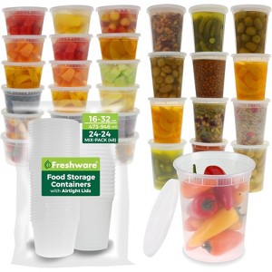 Freshware Food Storage Containers [24 Set] 32 oz Plastic Deli Containers with Lids, Slime, Soup, Meal Prep Containers | BPA Free | Stackable - 1 of 4