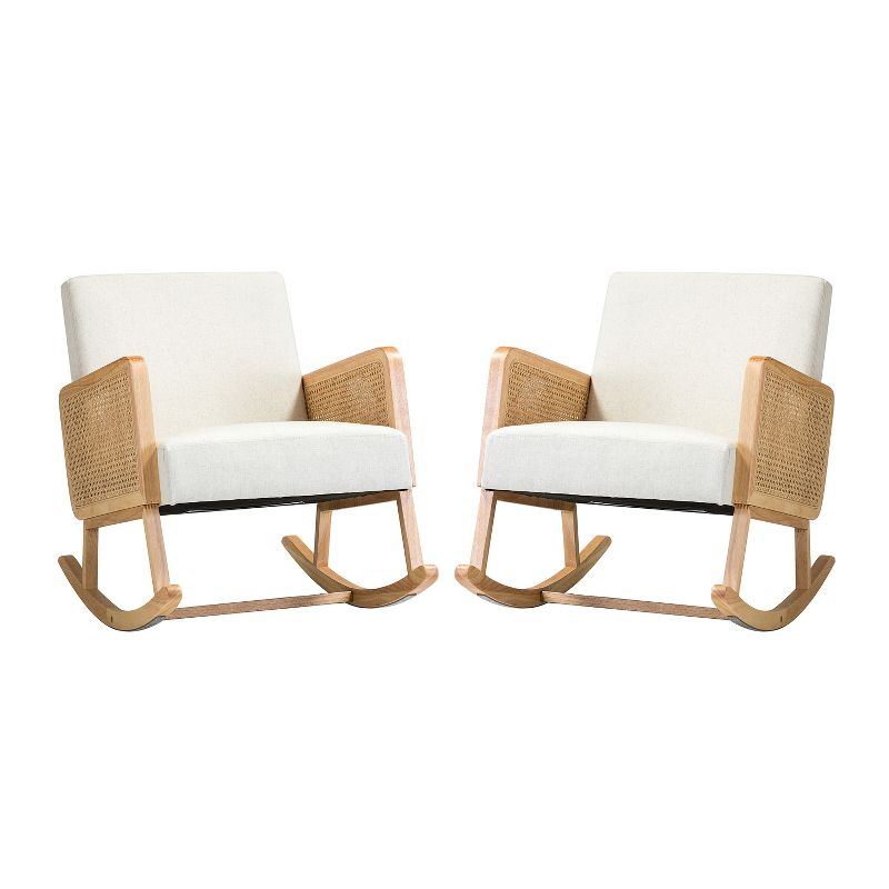 Set of 2 Adena Rocking Accent Chair with Rattan Arms | Karat Home, 2 of 11
