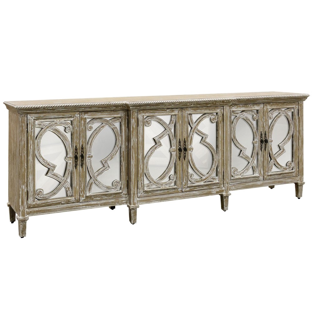 Photos - Wardrobe Naples 6 Door Mirrored Cabinet Natural - Stylecraft