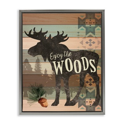 Stupell Industries Enjoy The Woods Patterned Moose, 17" x 21"