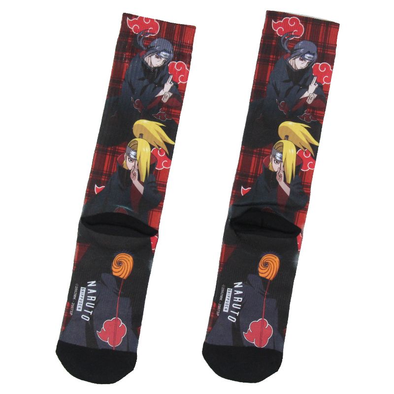 Naruto Shippuden Akatsuki Socks Anime Manga Men's Sublimated Crew Socks Black, 2 of 5