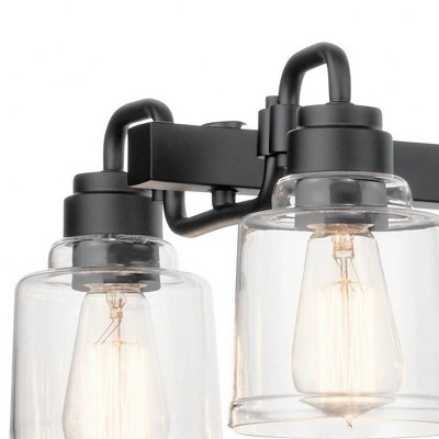 Aivian Black Steel 8-Light Linear Chandelier with Clear Shades