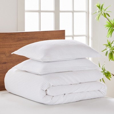 King White Organic Cotton Waffle Weave Bedspread Set