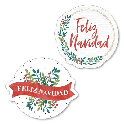 Big Dot of Happiness Feliz Navidad - Shaped Holiday and Spanish Christmas Party Cut-Outs - 24 Count