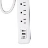 RAYOVAC® 6-AC Outlet and 3-USB Port Surge Protector Power Strip, 1.5-Ft. Cord with Straight Plug, FL-301CS in White - 4 of 4