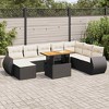 vidaXL Patio Sofa Set with Cushions Footstool and Table 9 Piece Poly Rattan - Black and Cream with Storage - 2 of 4