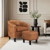 Yaheetech Faux Leather Accent Arm Chair Barrel Chair with Ottoman for Living Room - 2 of 4