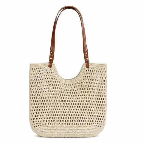 Alilang Woven Mesh Tote Bag Lightweight Shoulder Handbag Large Capacity Vacation Beach Purse, Large