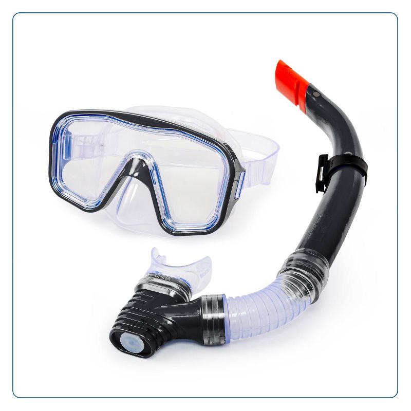 Aqua Leisure DOMINICA Adult Snorkel Mask Combo - Black, 1 of 5