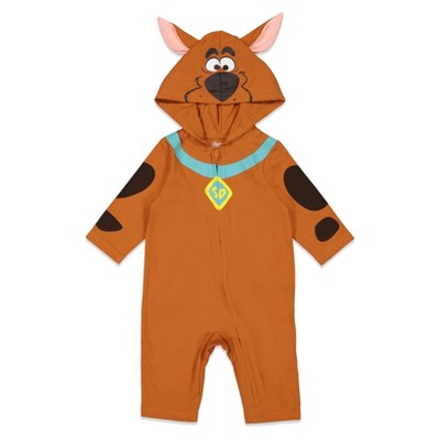 Scooby-Doo Scooby Doo Toddler Boys Zip Up Cosplay Coverall Tail Brown 2T