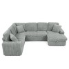 GDFStudio Ilya 6-Seater Modern U-Shaped Corduroy Upholstered Striped Sofa with Pull-Out Bed and Storage Chaise - 3 of 4