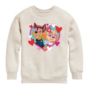 Boys' - Paw Patrol - Chase Sky Hearts Graphic Long Sleeve Fleece Sweatshirt - 1 of 4