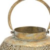 HomeRoots 6" Bronze And Green Distressed Lattice Metal Tabletop Lantern Candle Holder - 4 of 4