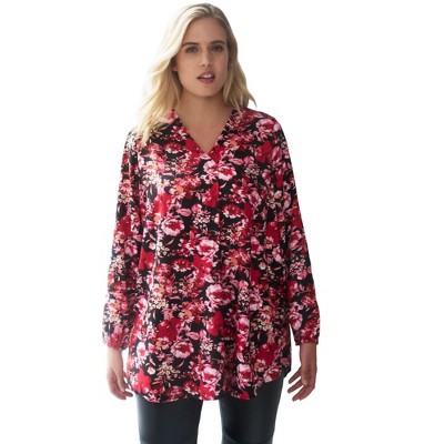 ellos Plus Size Long Sleeve Inverted Pleat Tunic
