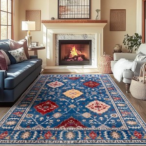 LOVEVOOK 5x7 ft Vintage Area Rugs for Living Room, Non-Slip Bedroom Floral Rug, Modern Oushak Carpet Machine Washable Rugs for Office Dining Room - 1 of 4