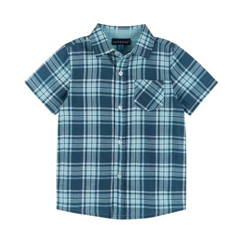 Andy & Evan Toddler Blue Plaid Buttondown Shirt : Target