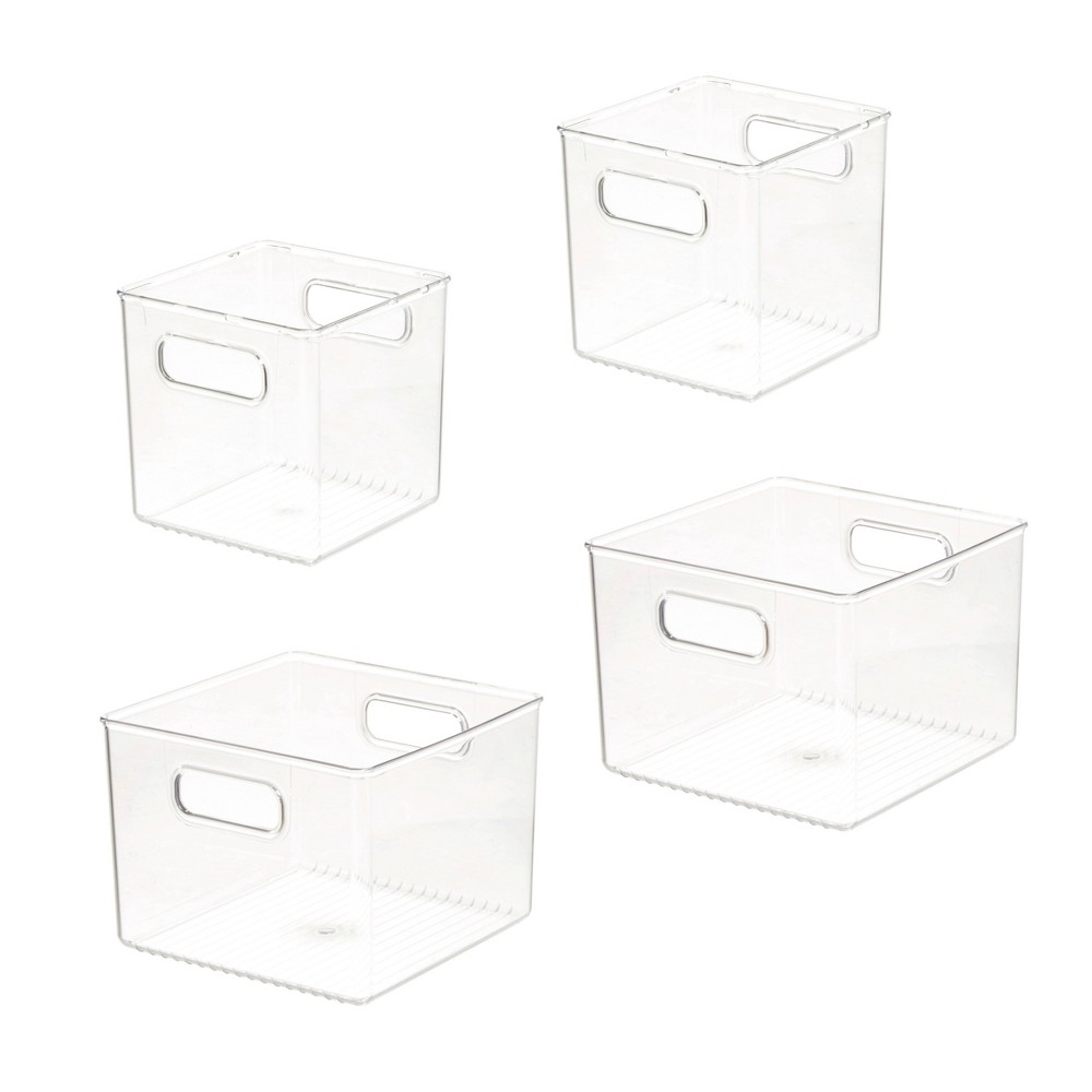 iDESIGN 4pc Recycled Plastic Refrigerator Organizer Bin Set