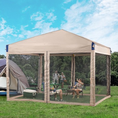 Aoodor 12' × 12' Pop Up Canopy Tent, Beach Tent with Removable Mesh Sidewalls, Portable Instant Shade Canopy with Roller Bag
